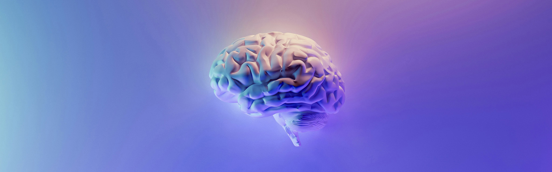 image of floating brain with purple hue